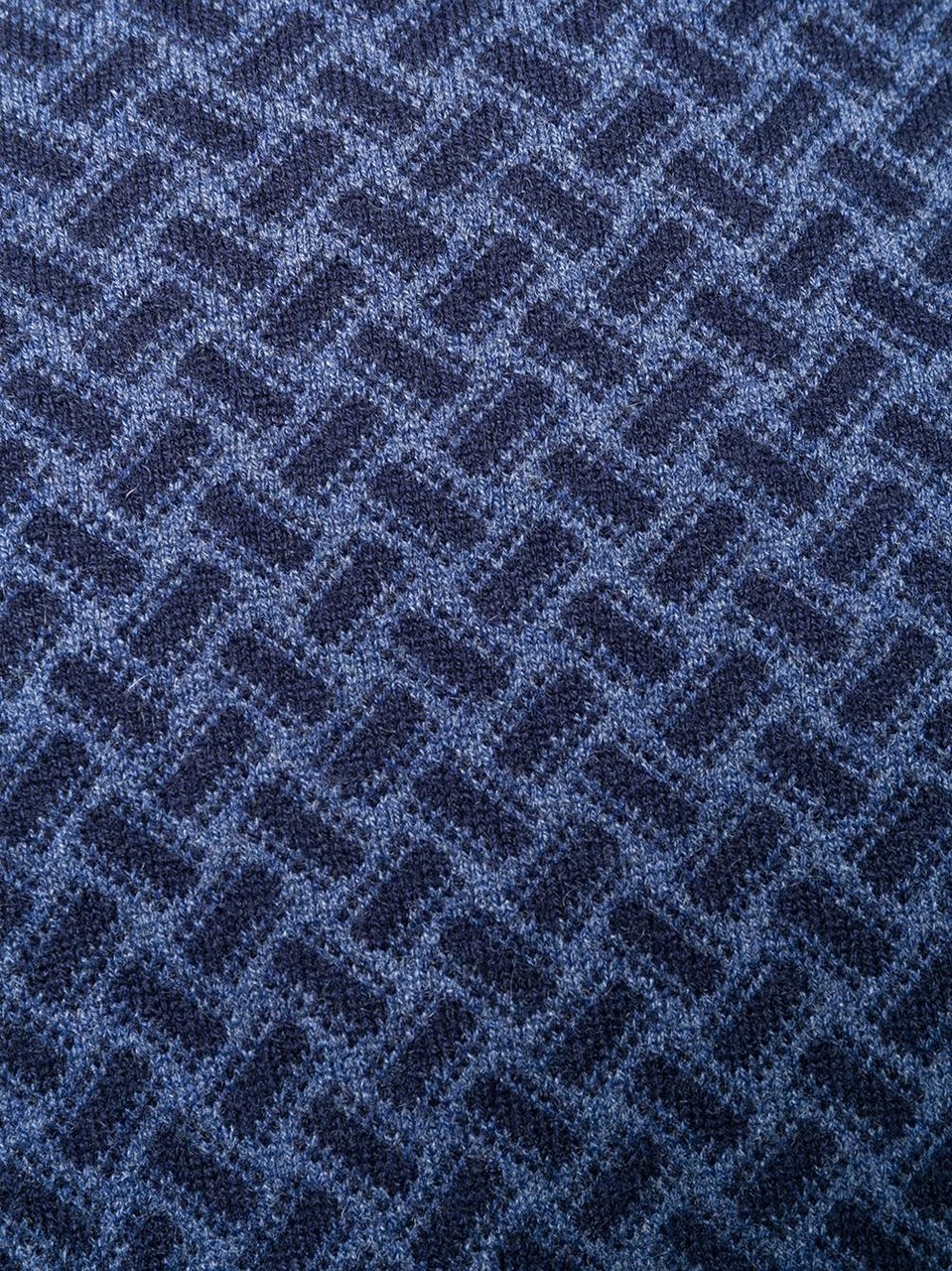 Drumohr Dark Blue Herringbone Knit Sweater Zwart