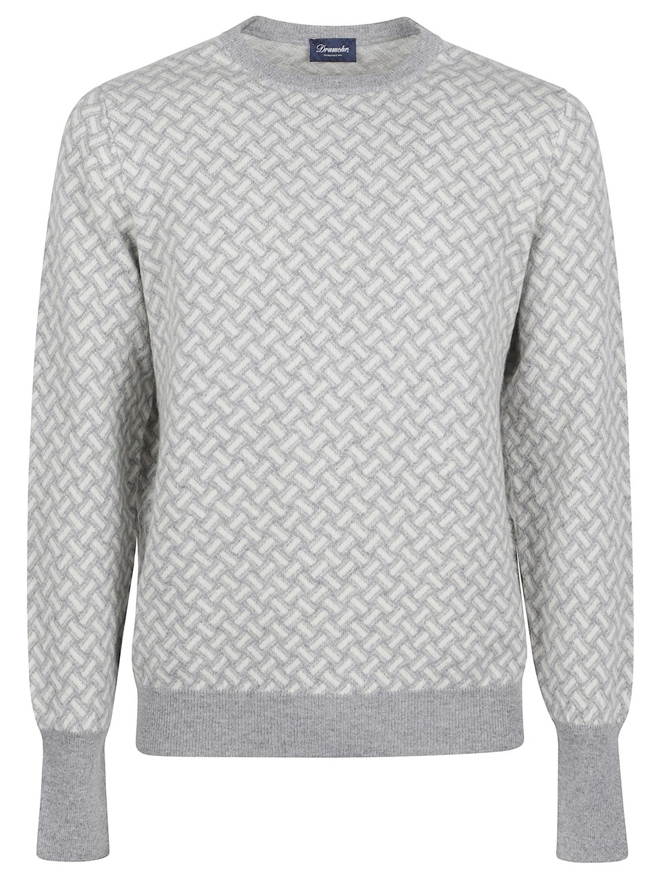 Drumohr Biscottino Textured Knit Crewneck Sweater Wit