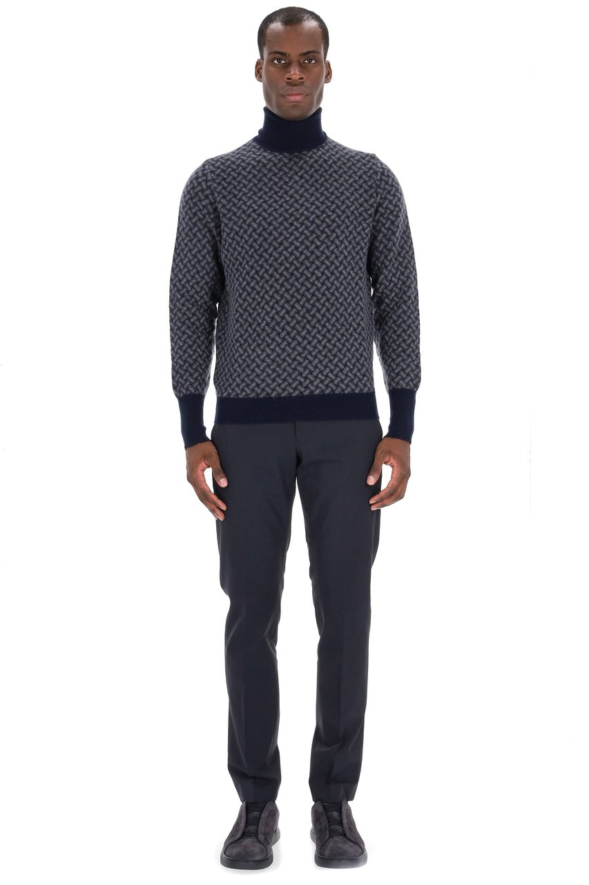 Drumohr Biscottino Pure Cashmere Turtleneck Sweater Grijs