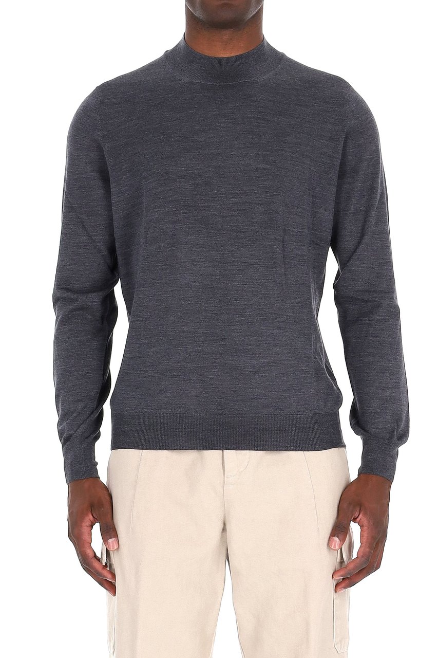 Drumohr Biscottino Pure Cashmere Turtleneck Sweater Grijs