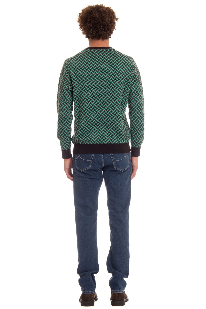 Drumohr V-Neck Cashmere Sweater Biscottino Pattern Zwart