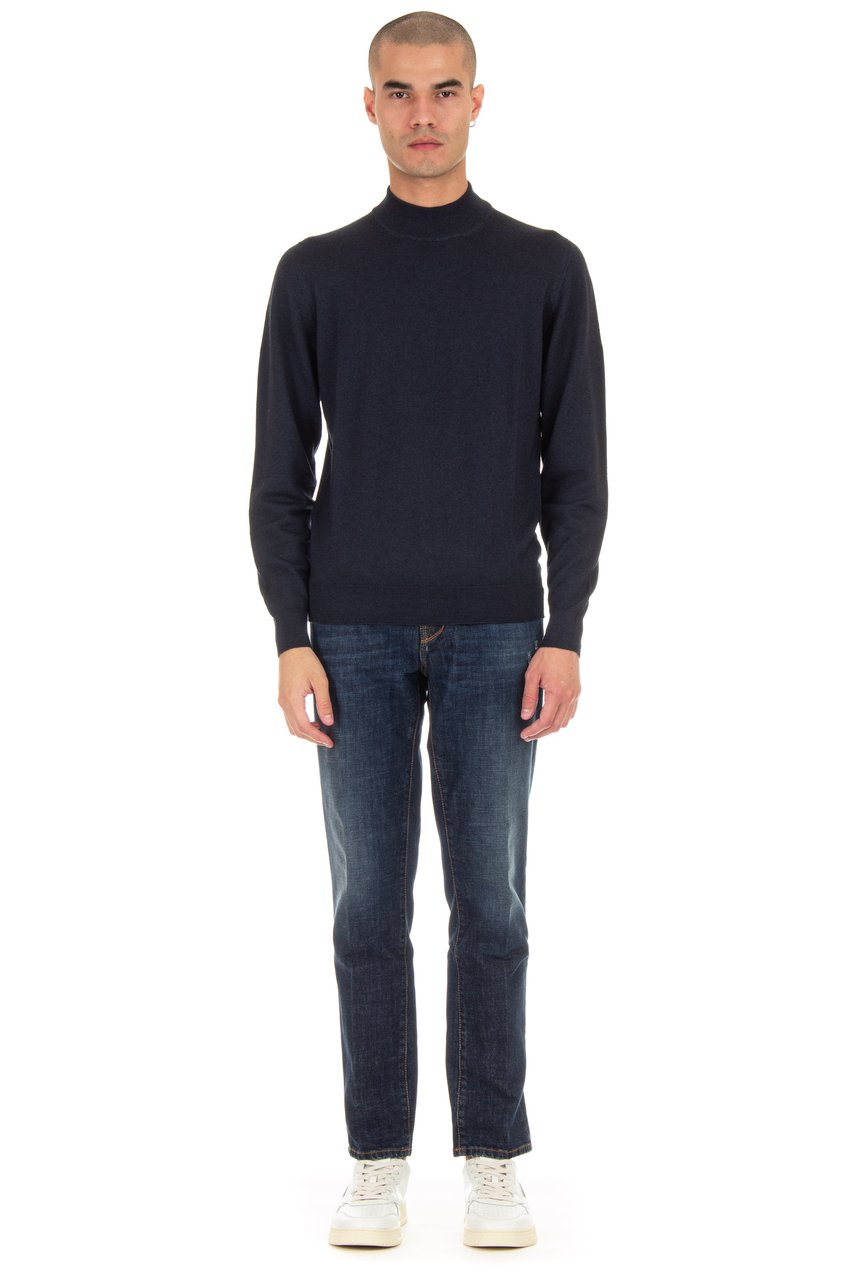 Drumohr Frosted Wool Turtleneck Sweater Zwart