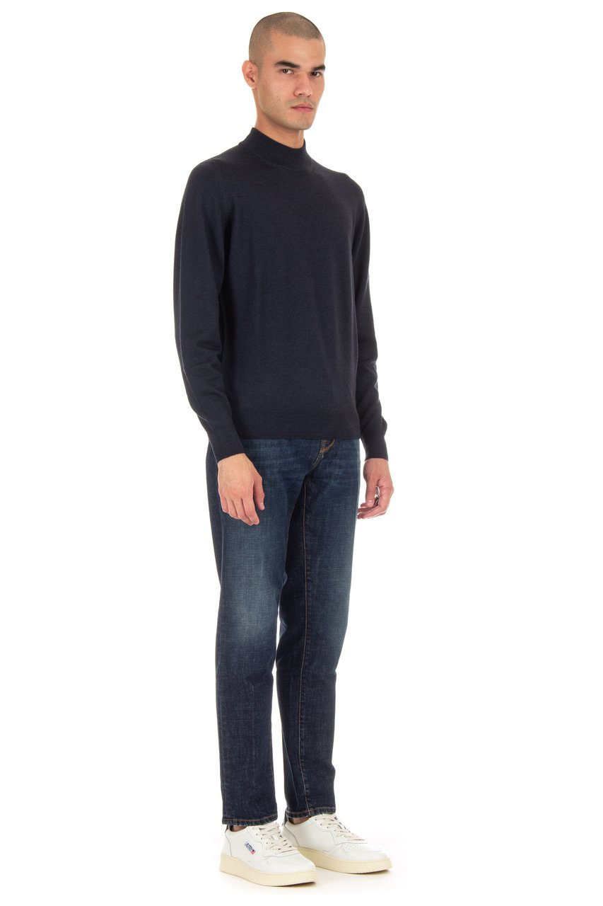 Drumohr Frosted Wool Turtleneck Sweater Zwart