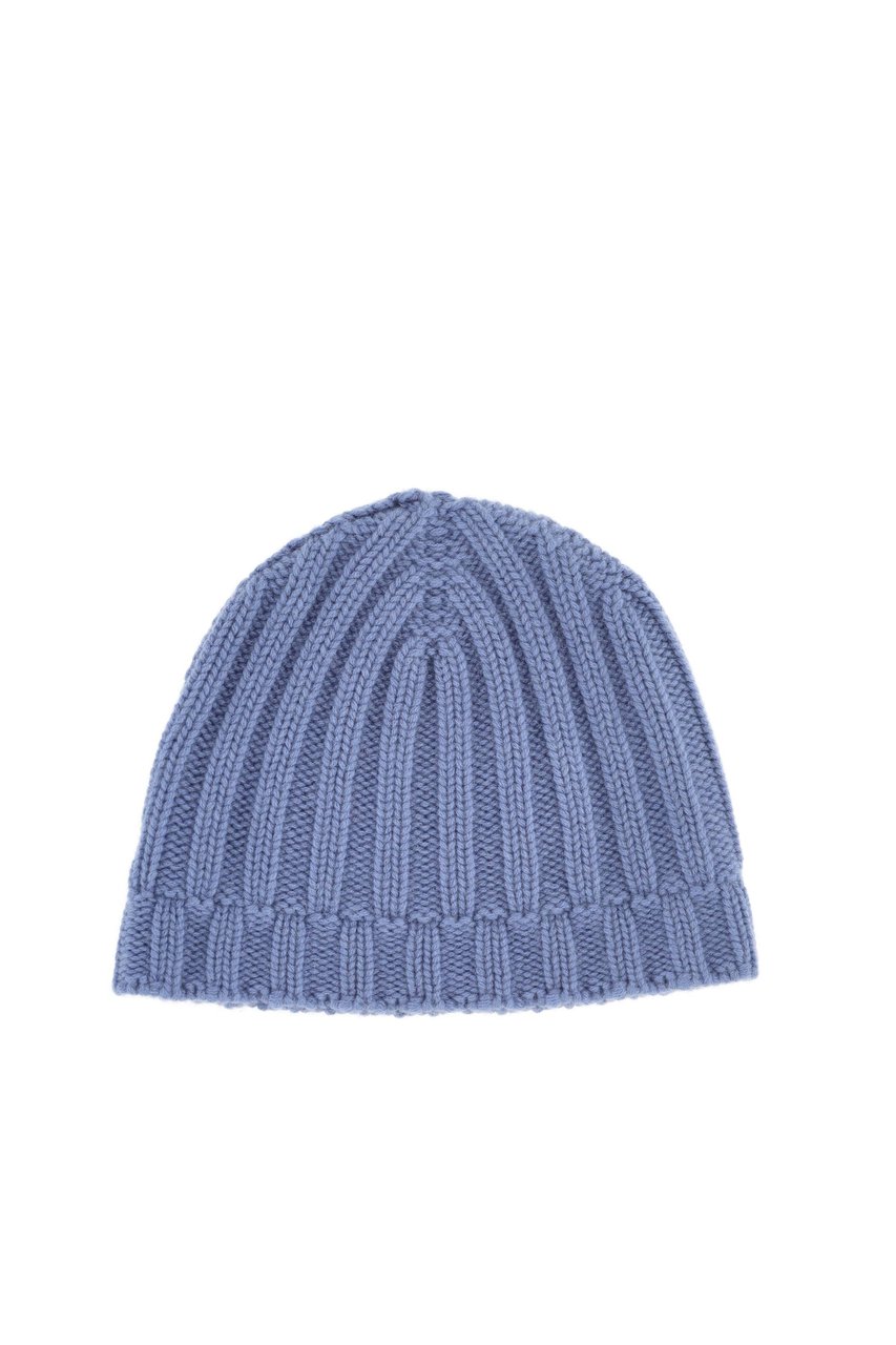 Drumohr Ribbed Pure Cashmere Beanie Blauw