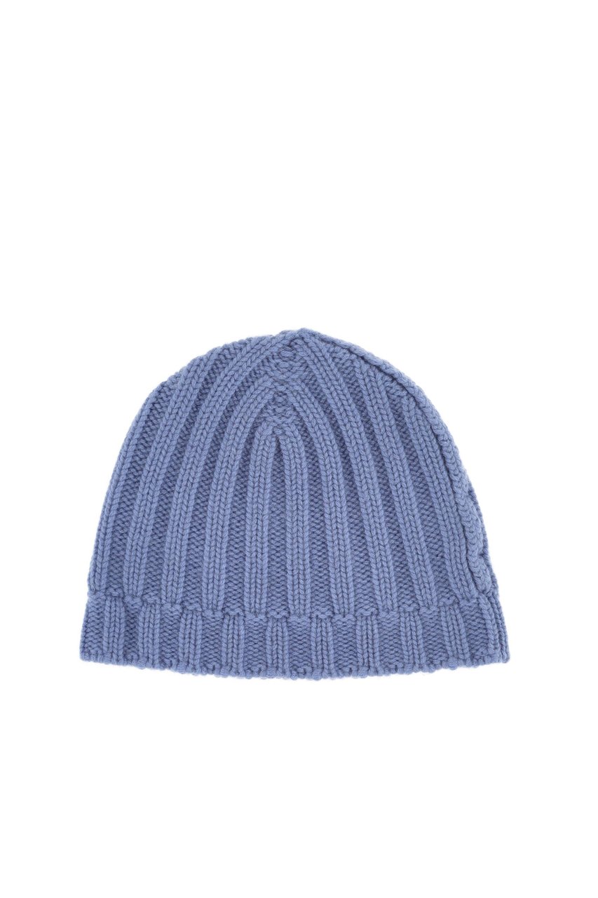 Drumohr Ribbed Pure Cashmere Beanie Blauw