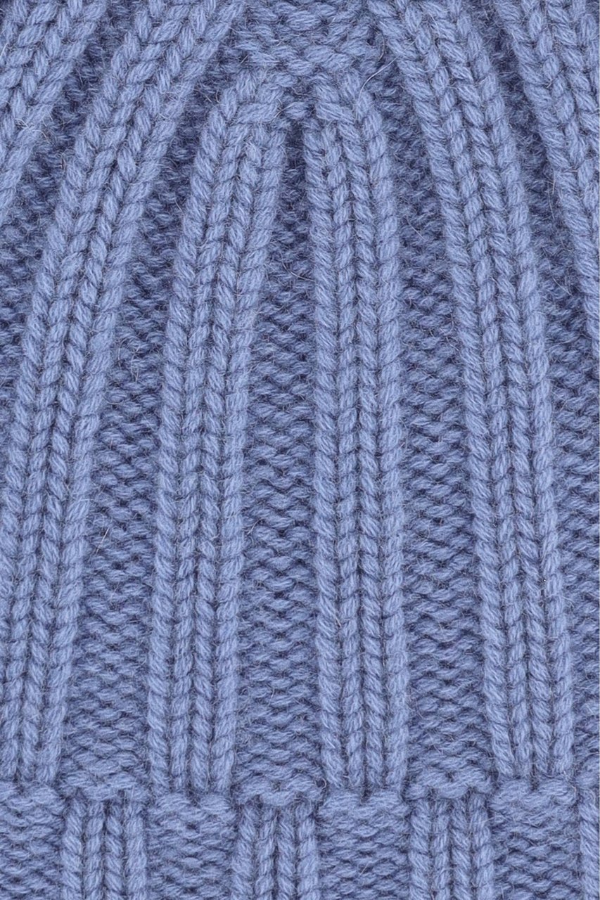Drumohr Ribbed Pure Cashmere Beanie Blauw