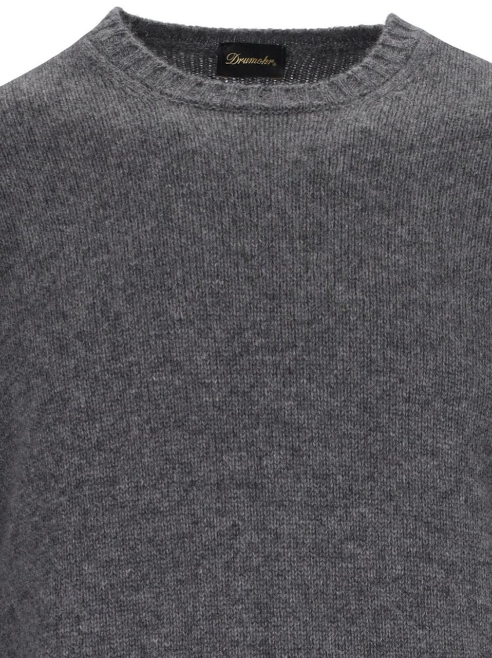 Drumohr Classic Sweater In Grey Cashmere Crew Neck Grijs