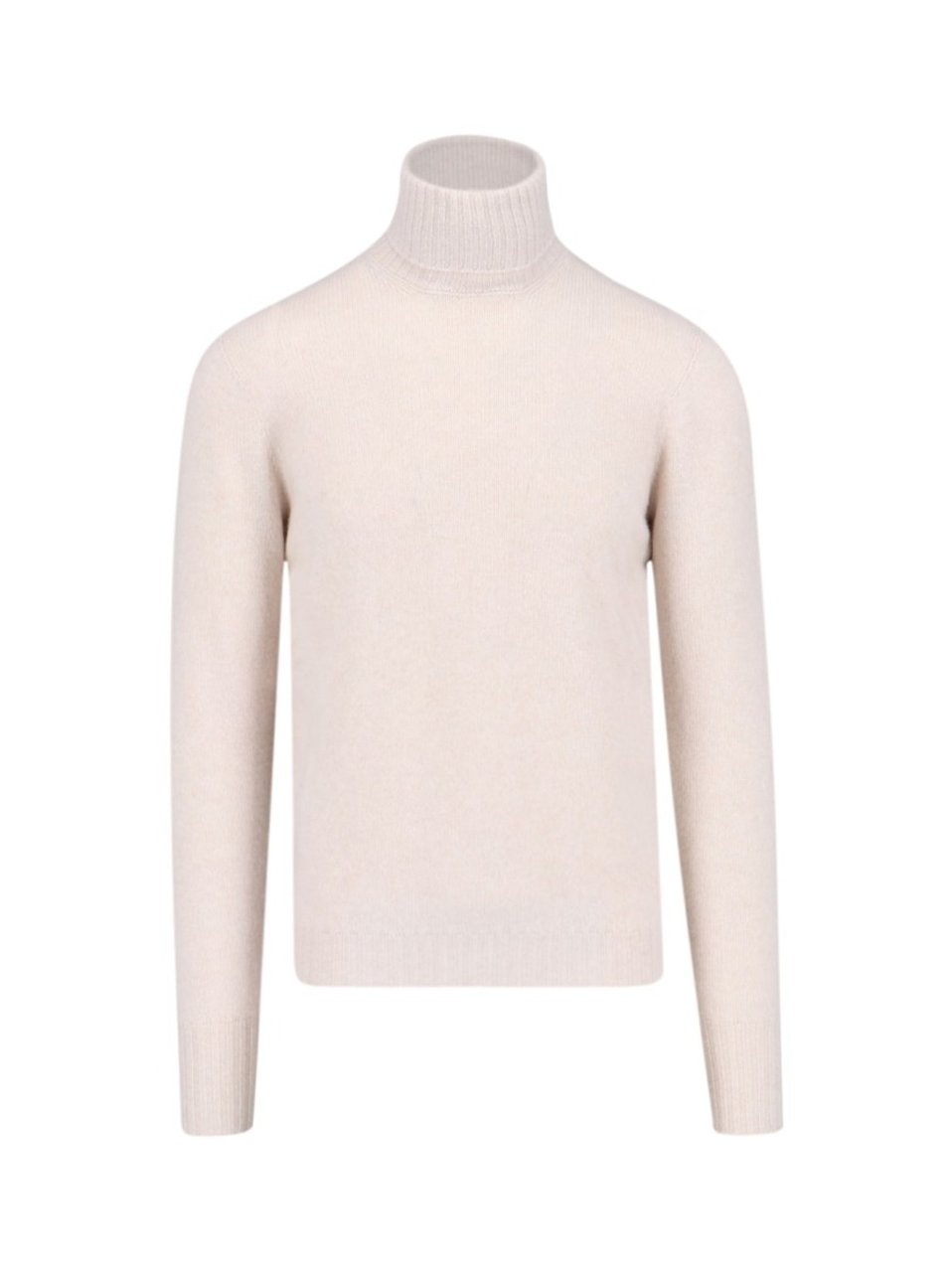 Drumohr Turtleneck Sweater In Cream Cashmere Ribbed Trim Neutraal