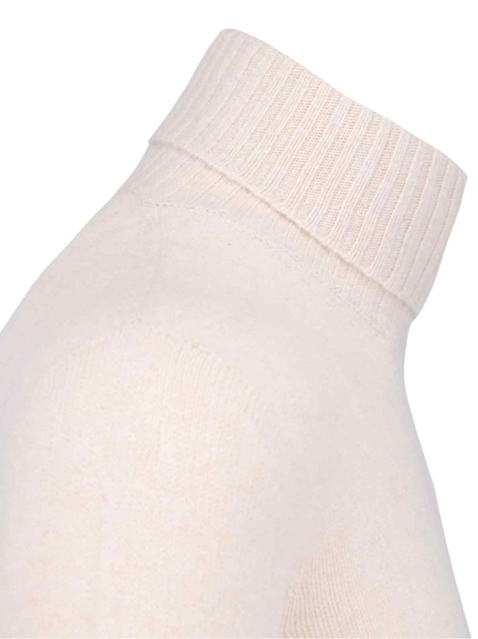 Drumohr Turtleneck Sweater In Cream Cashmere Ribbed Trim Neutraal