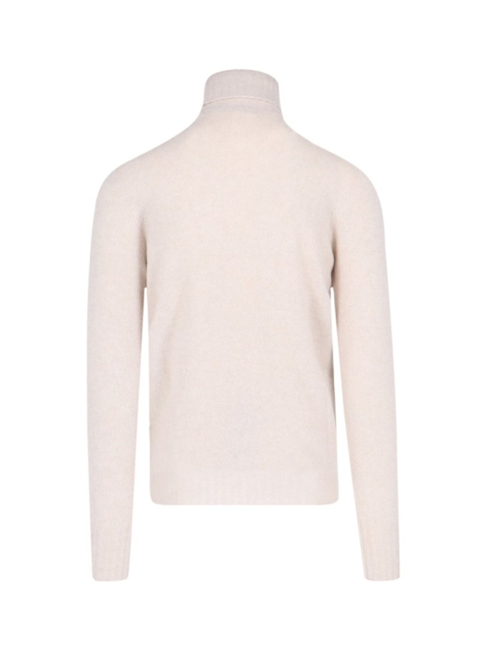 Drumohr Turtleneck Sweater In Cream Cashmere Ribbed Trim Neutraal