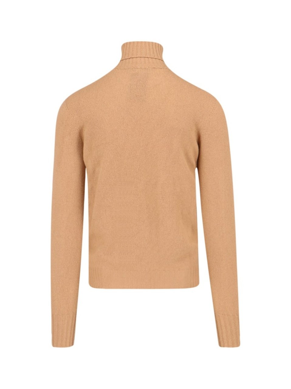 Drumohr Turtleneck Sweater In Brown Cashmere Ribbed Trim Bruin