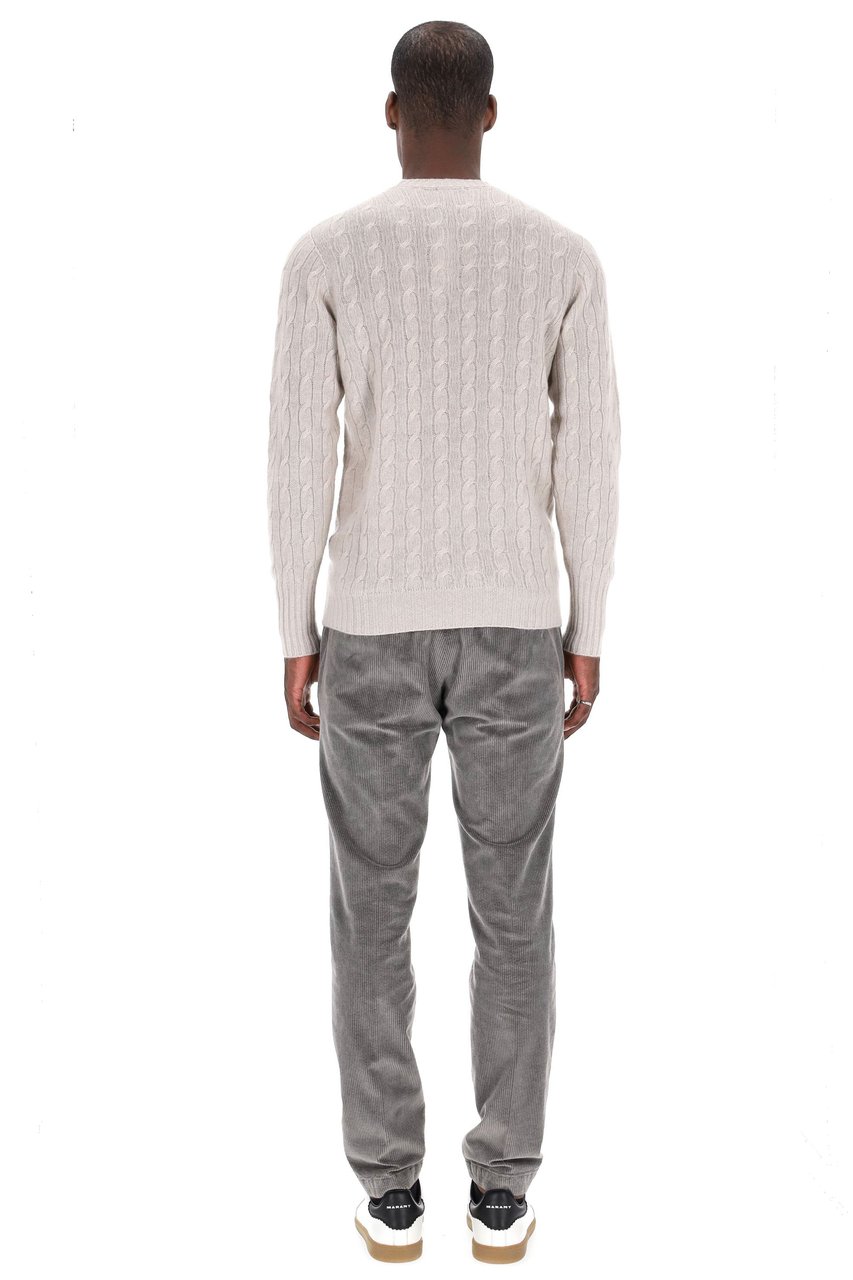 Drumohr Cable Knit Cashmere Crewneck Sweater Grijs