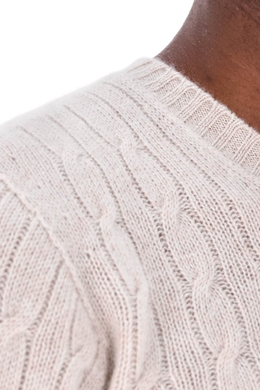 Drumohr Cable Knit Cashmere Crewneck Sweater Grijs