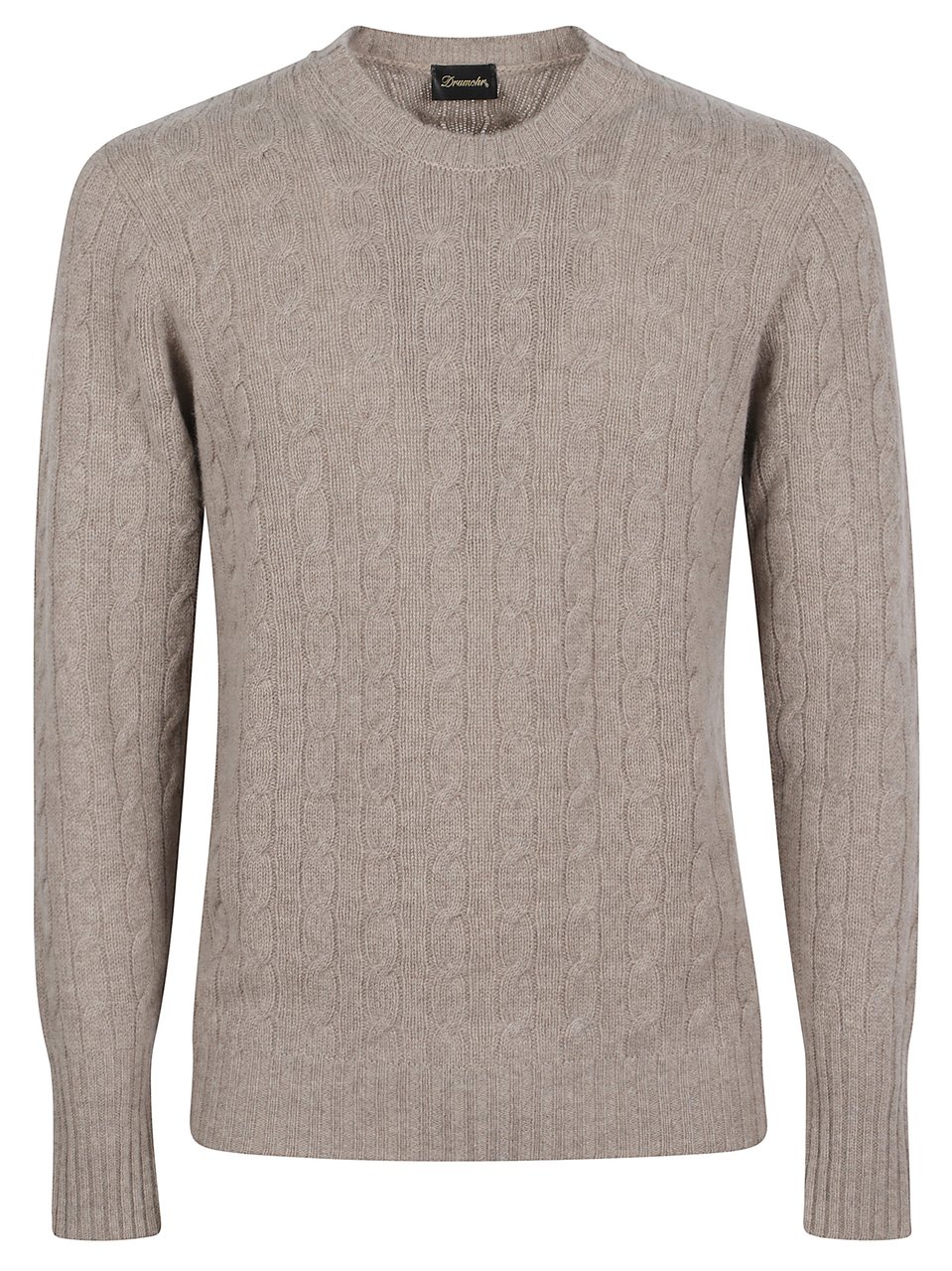 Drumohr Braided Wool Roundneck Sweater Grijs