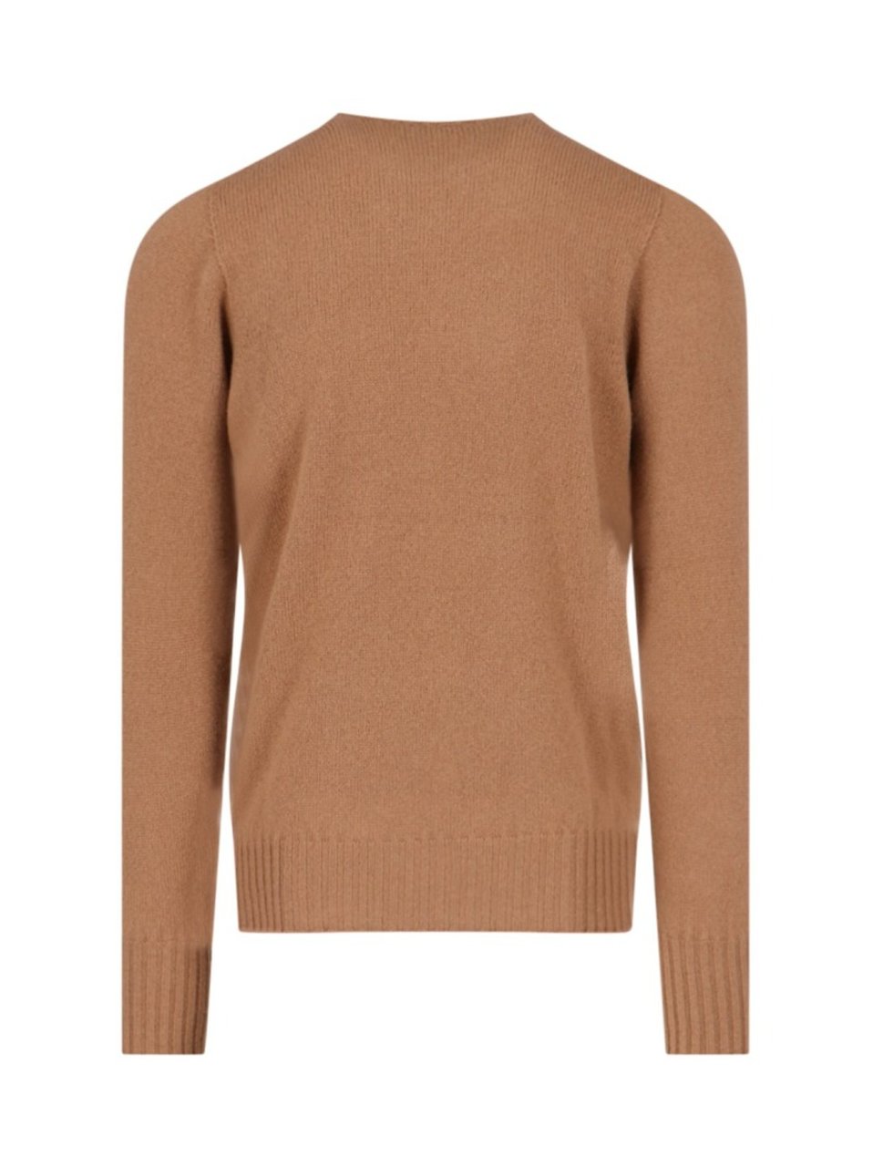 Drumohr Crew Neck Sweater In Brown Wool Ribbed Trim Bruin