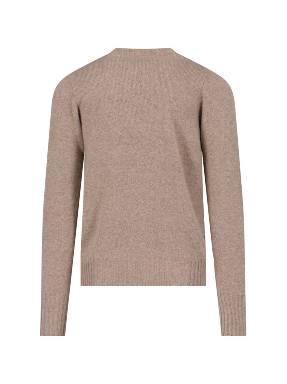Drumohr Crewneck Sweater In Beige Wool Ribbed Trim Neutraal