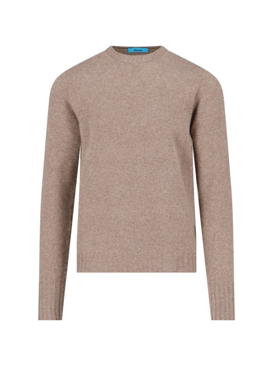 Drumohr Crewneck Sweater In Beige Wool Ribbed Trim Neutraal