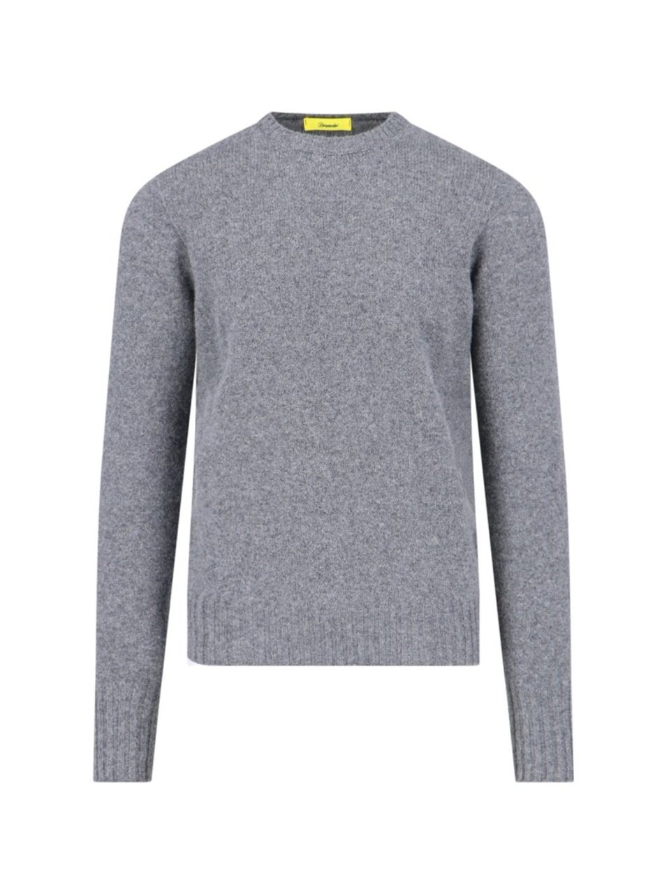 Drumohr Crewneck Sweater In Grey Melange Wool Ribbed Trim Grijs