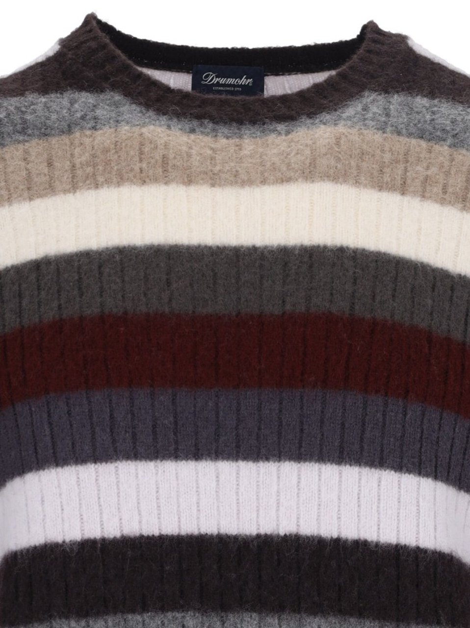 Drumohr Striped Sweater In Multicolor Wool Ribbed Design Striped Divers