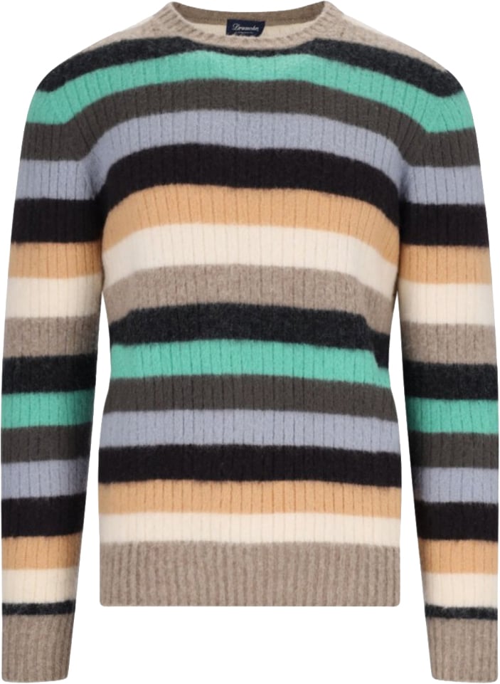Drumohr Striped Sweater In Multicolor Wool Ribbed Design Divers