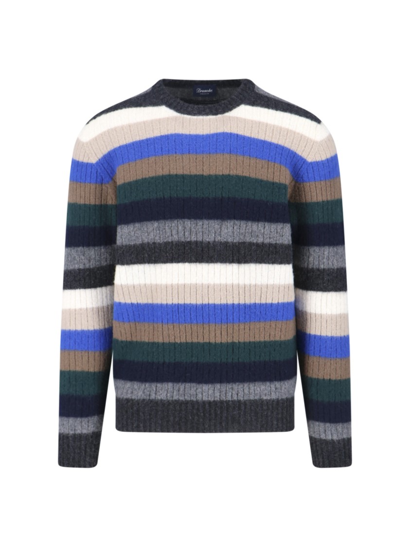 Drumohr Multicolour Textured Knit Sweater With Ribbed Detailing Divers