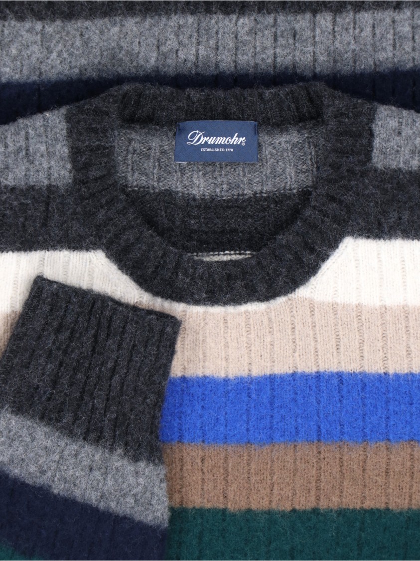 Drumohr Multicolour Textured Knit Sweater With Ribbed Detailing Divers
