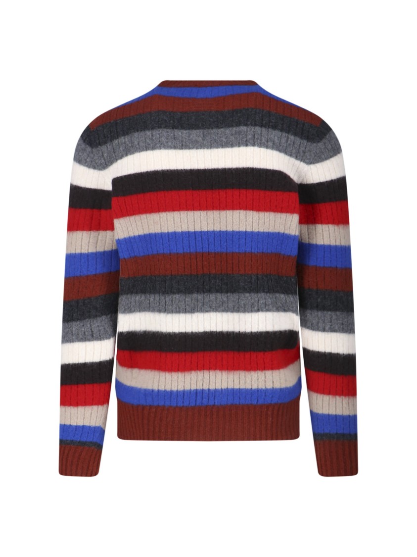Drumohr Textured Multicolour Knit Sweater With Ribbed Cuffs And Hem Divers