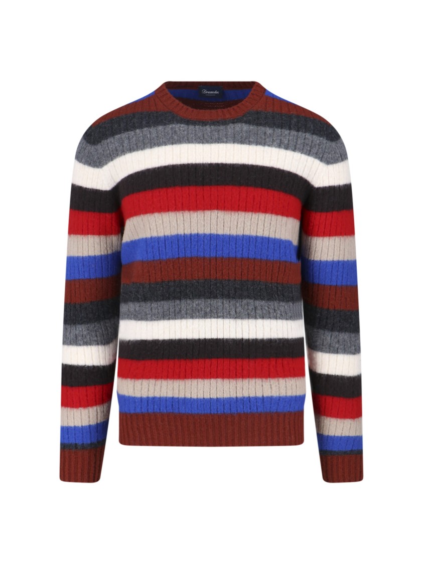 Drumohr Textured Multicolour Knit Sweater With Ribbed Cuffs And Hem Divers