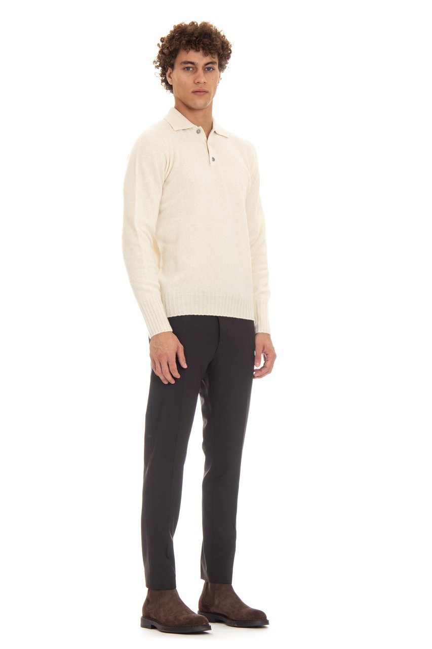 Drumohr Angora Wool Knit Polo Neutraal