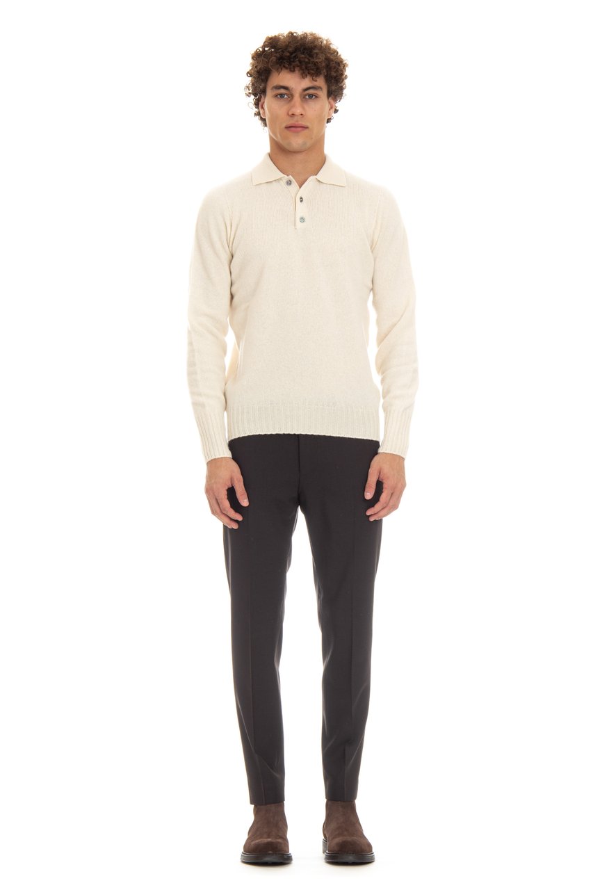 Drumohr Angora Wool Knit Polo Neutraal