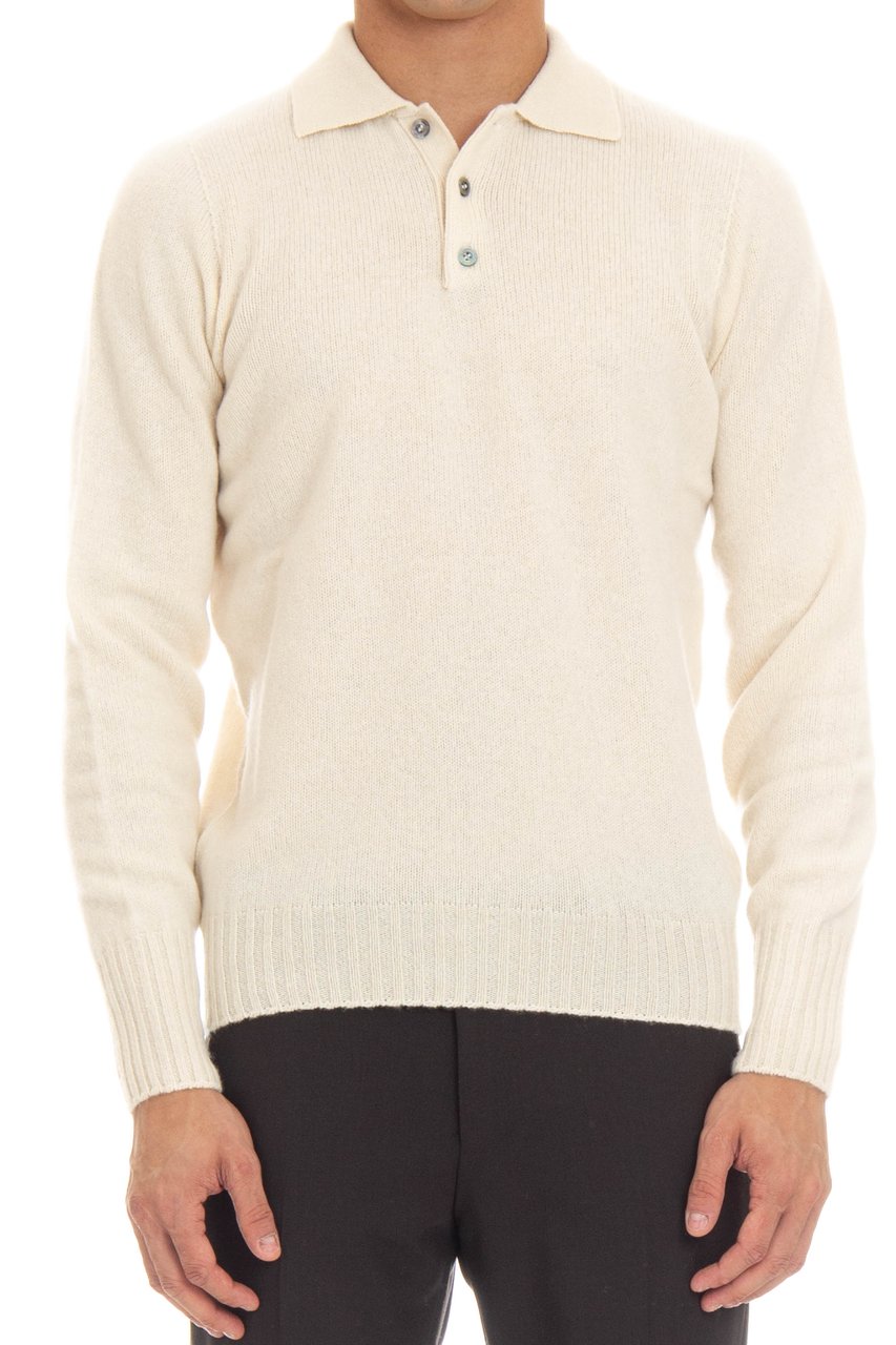 Drumohr Angora Wool Knit Polo Neutraal