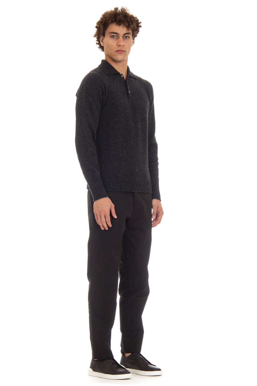 Drumohr Angora Wool Knit Polo Zwart