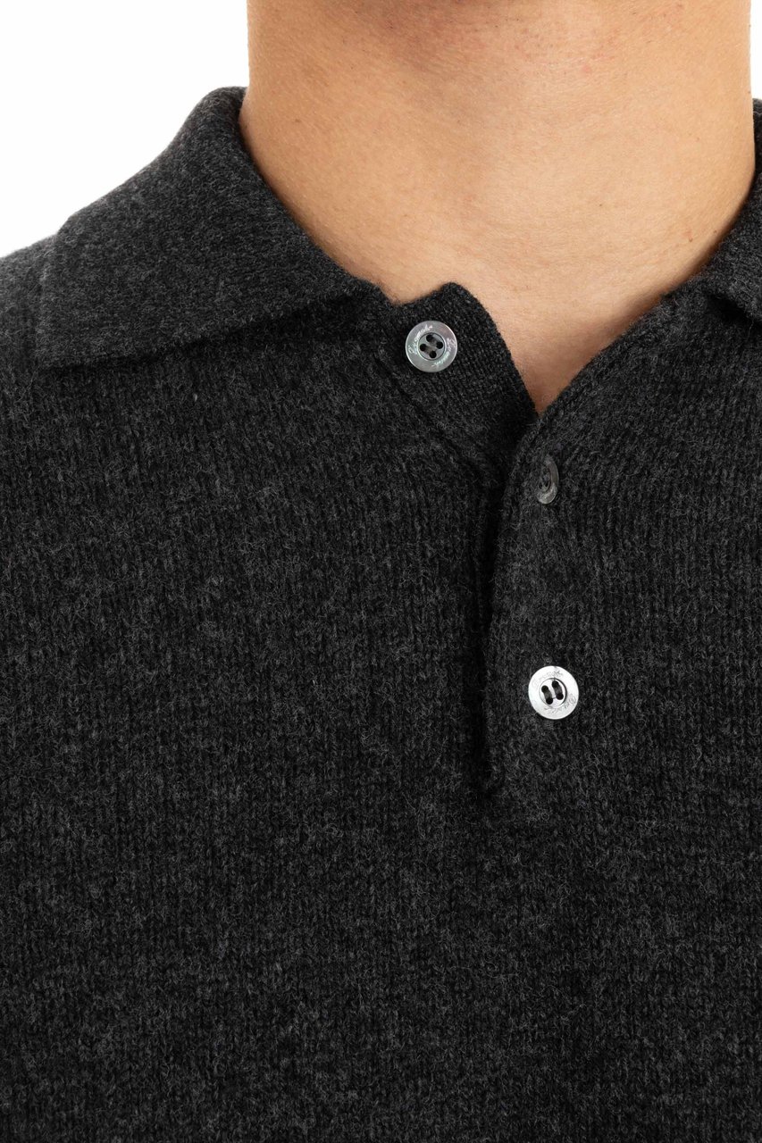 Drumohr Angora Wool Knit Polo Zwart