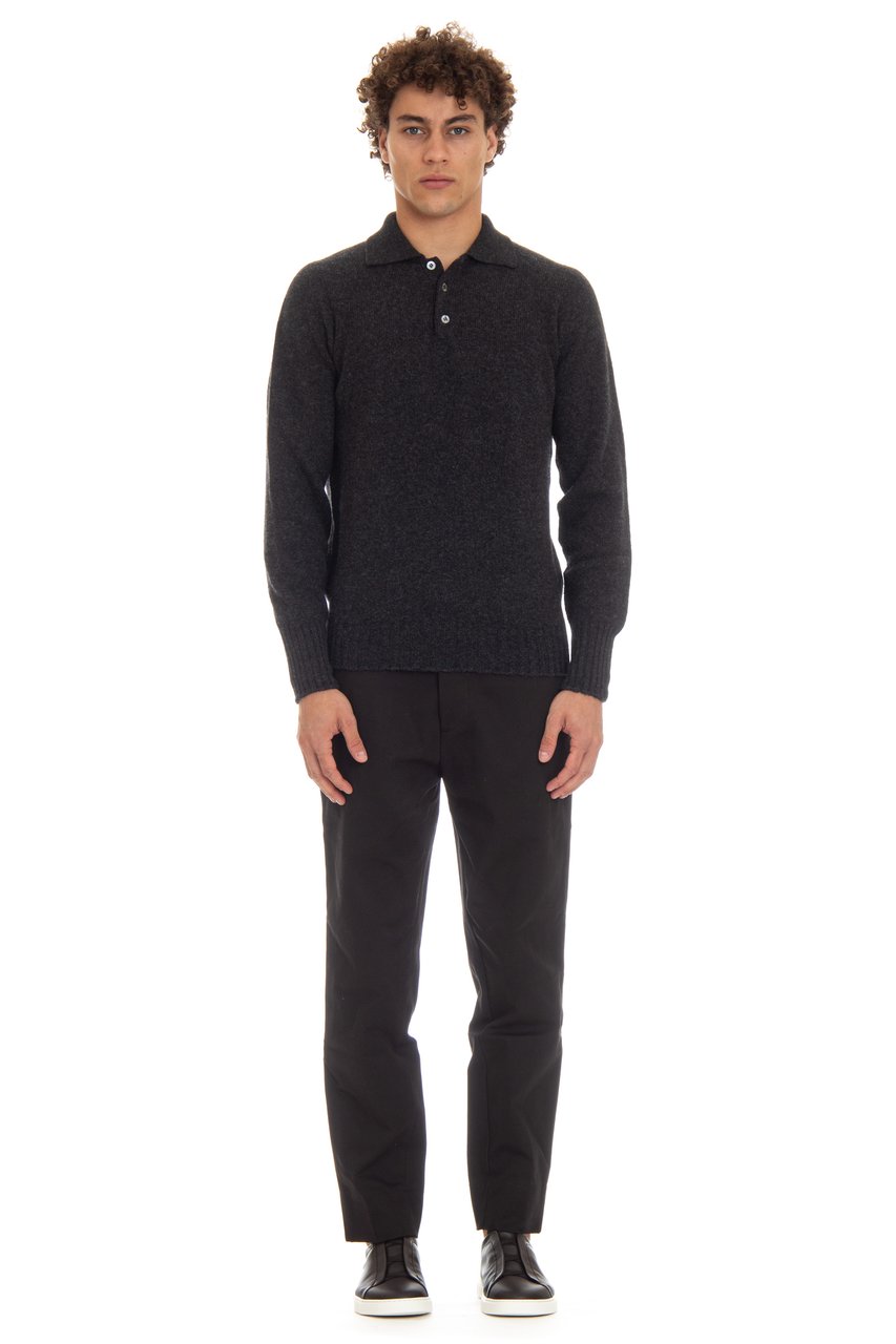 Drumohr Angora Wool Knit Polo Zwart