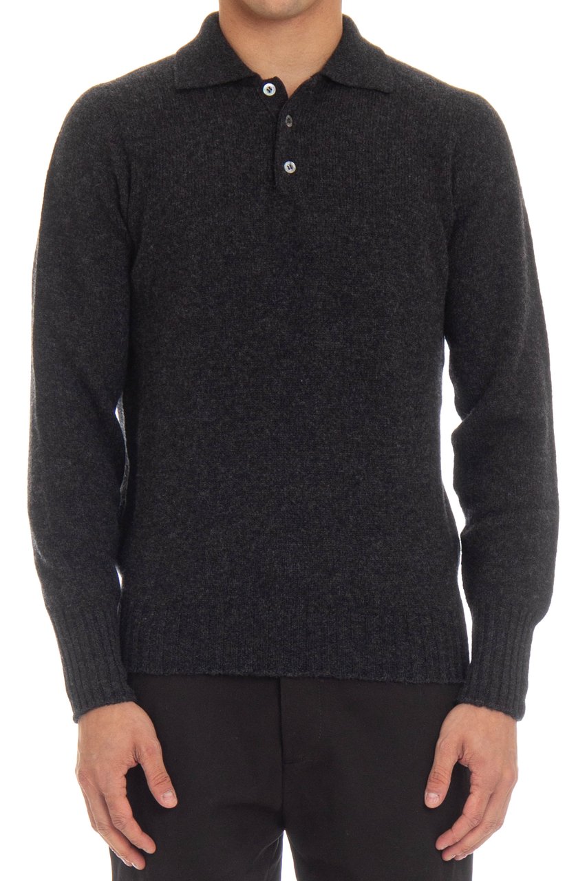 Drumohr Angora Wool Knit Polo Zwart