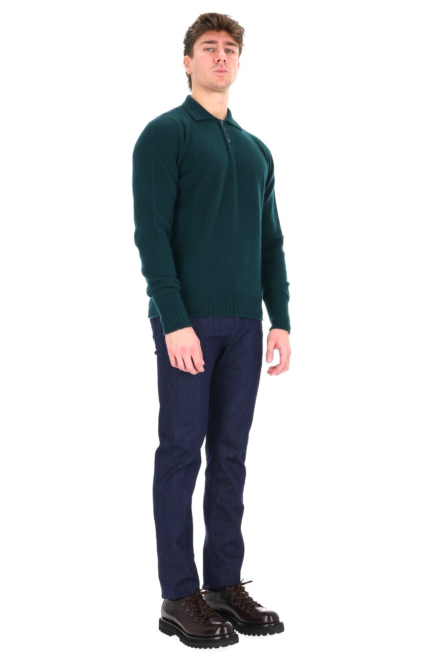 Drumohr Lambswool Knit Polo Zwart