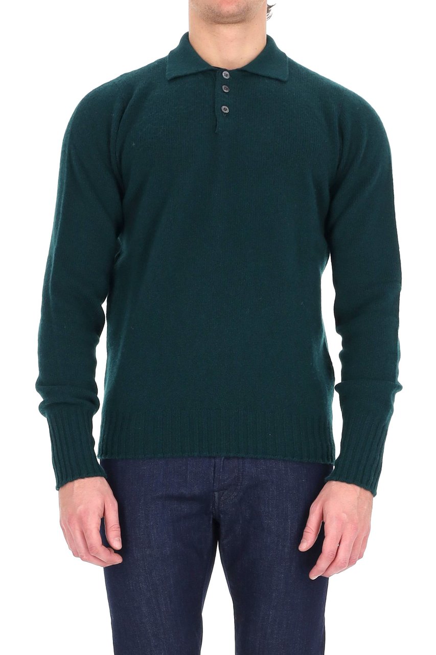 Drumohr Lambswool Knit Polo Zwart