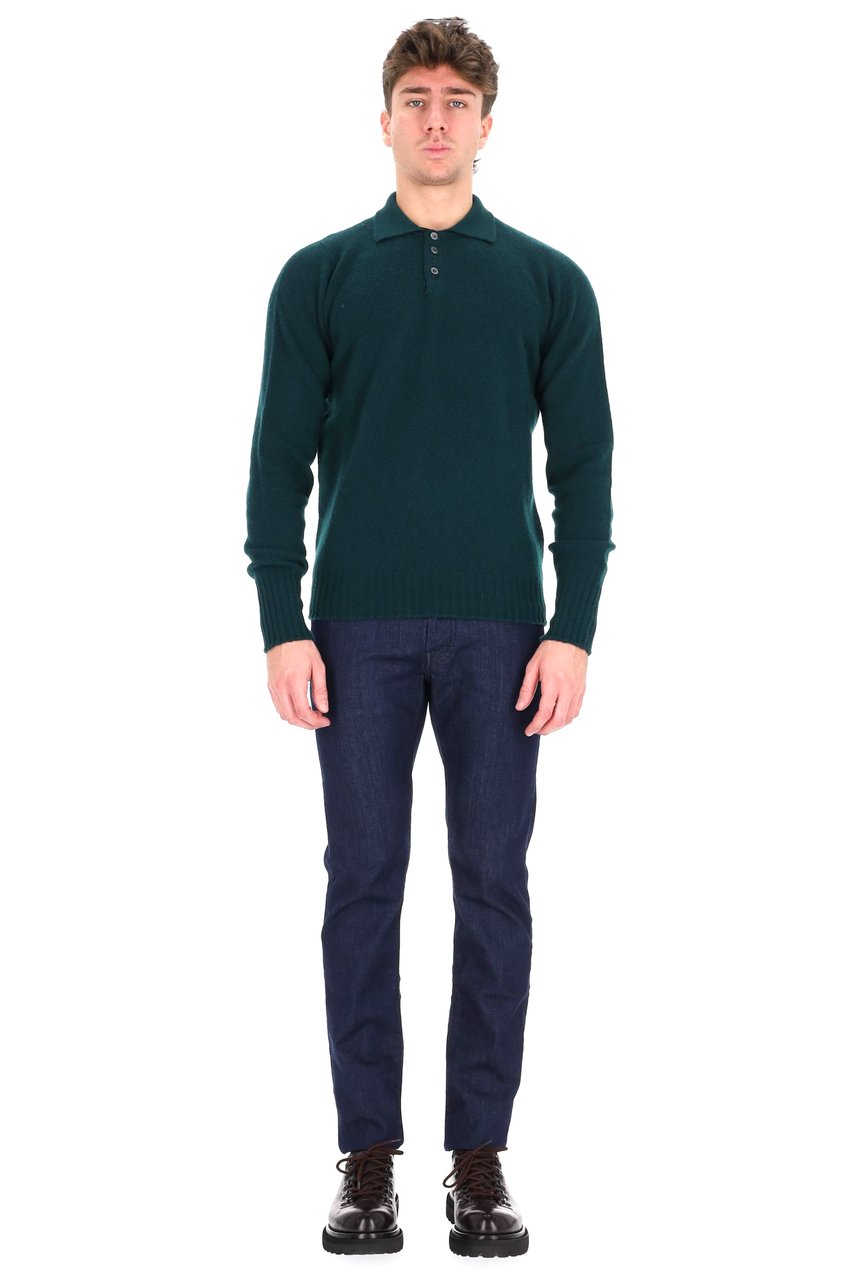 Drumohr Lambswool Knit Polo Zwart