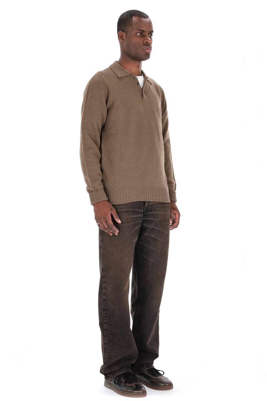Drumohr Lambswool Knit Polo-Shirt Bruin