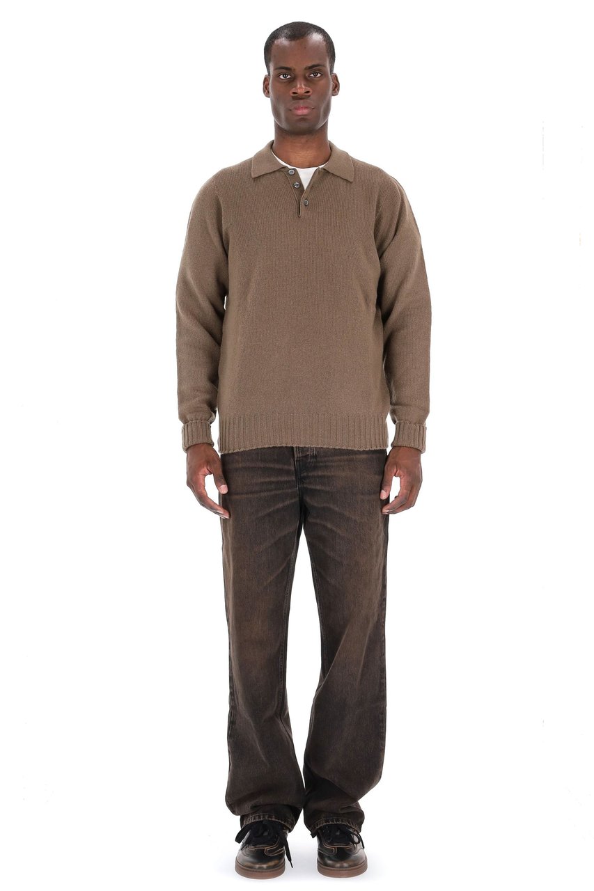 Drumohr Lambswool Knit Polo-Shirt Bruin