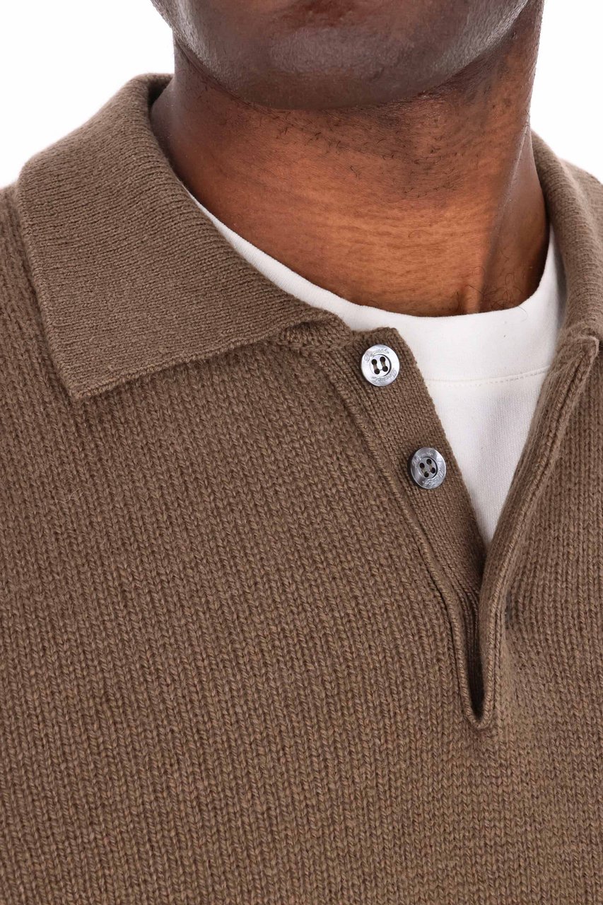 Drumohr Lambswool Knit Polo-Shirt Bruin