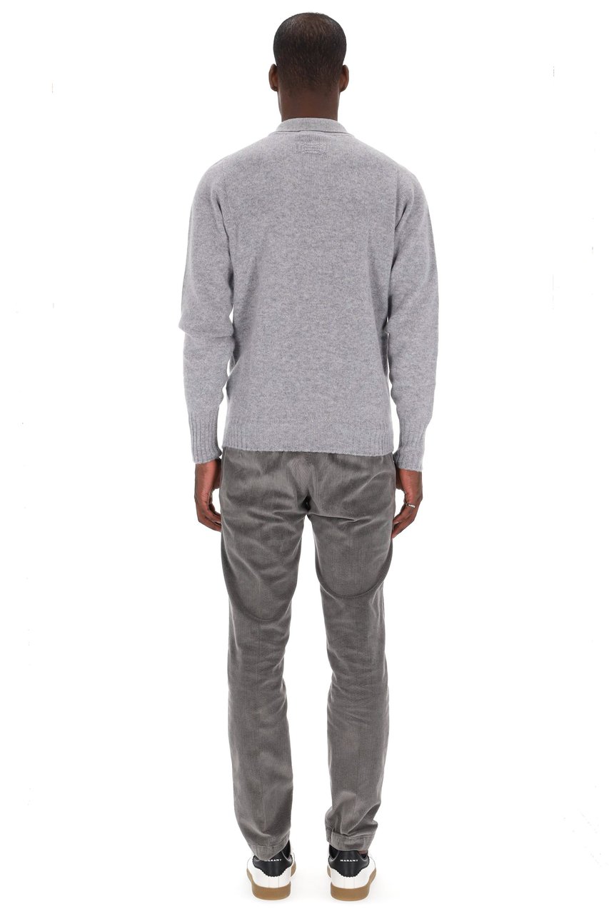 Drumohr Lambswool Knit Polo-Shirt Grijs