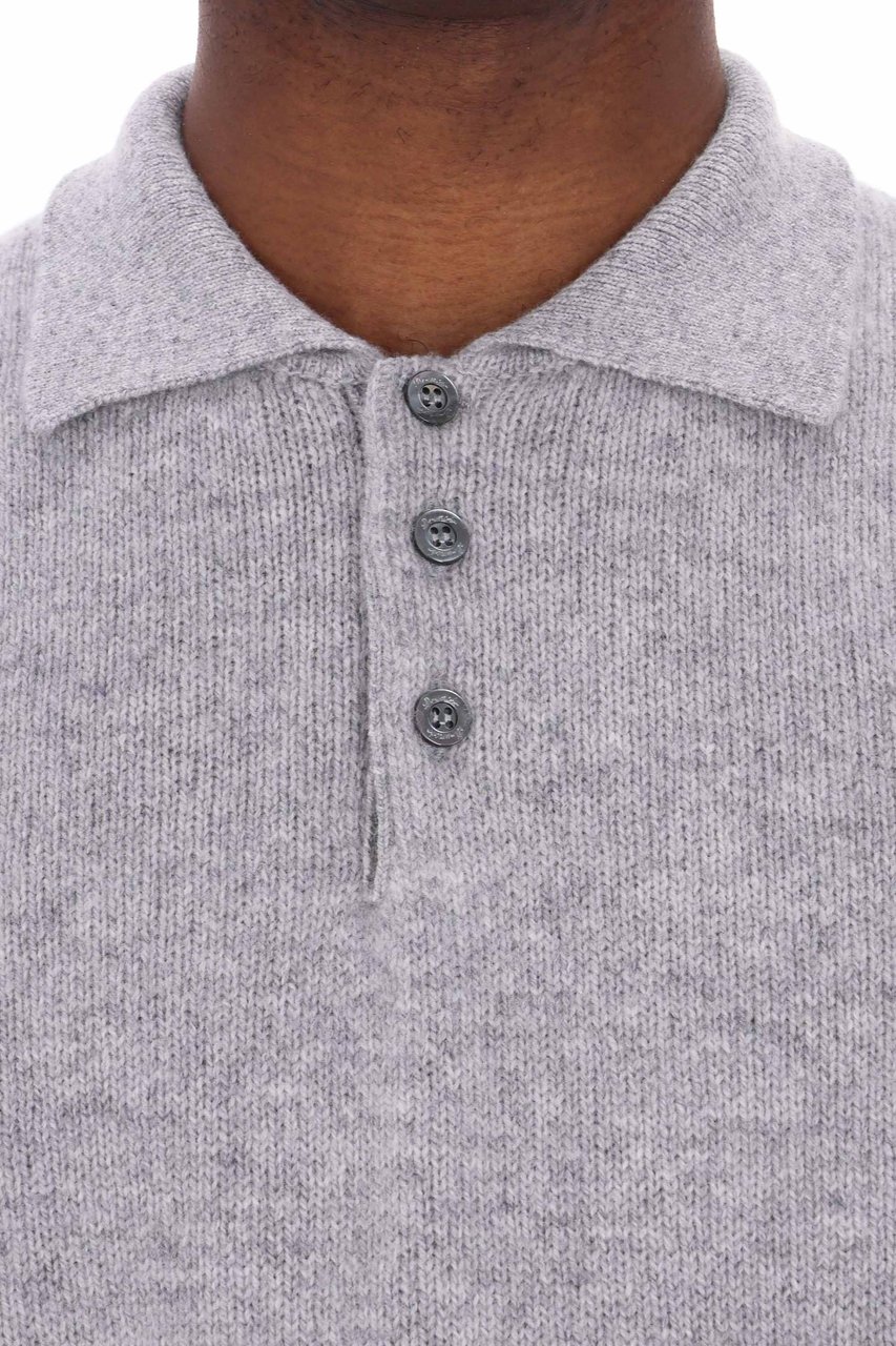 Drumohr Lambswool Knit Polo-Shirt Grijs