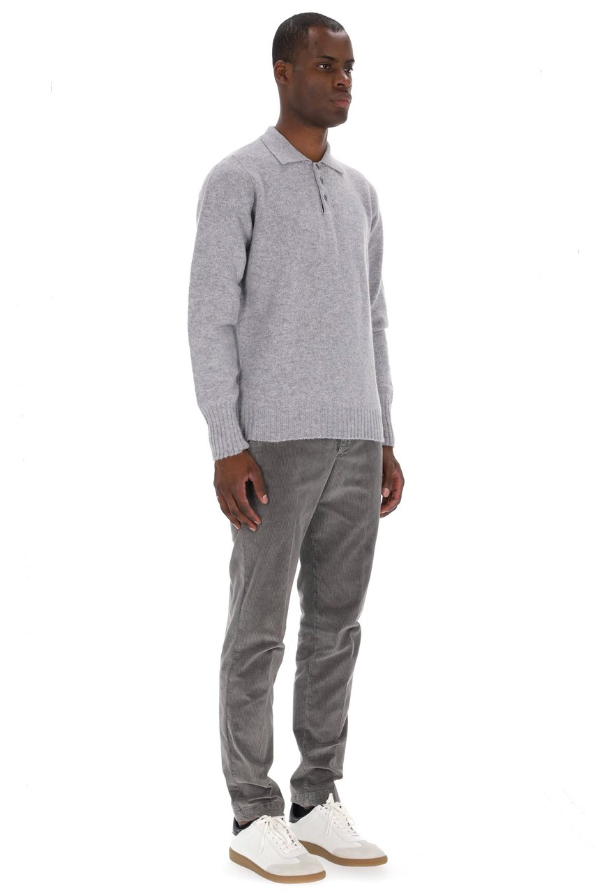 Drumohr Lambswool Knit Polo-Shirt Grijs