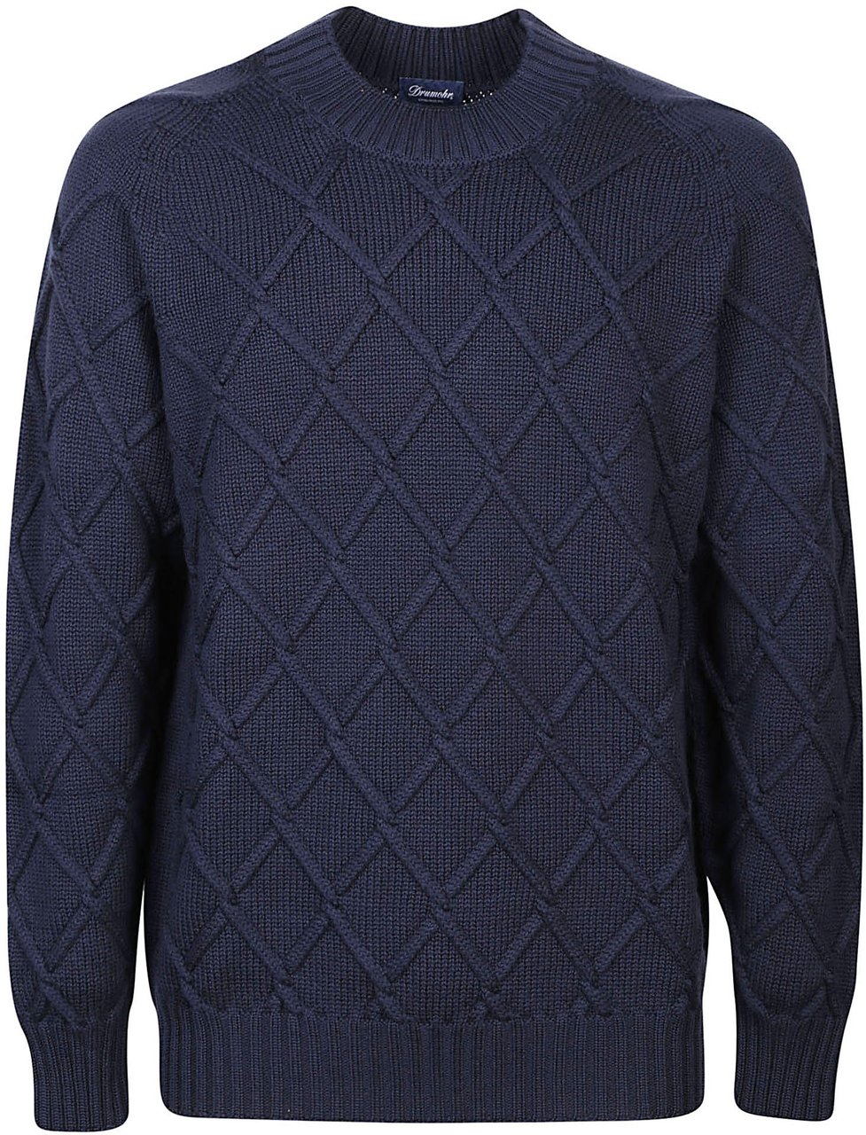 Drumohr Long Sleeve Round Neck Sweater Blue Blauw