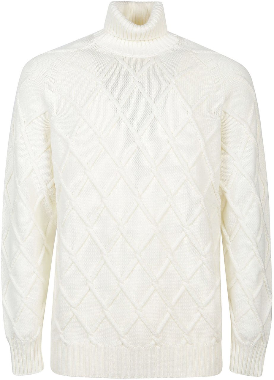 Drumohr Long Sleeve Turtle Neck Sweater White Wit