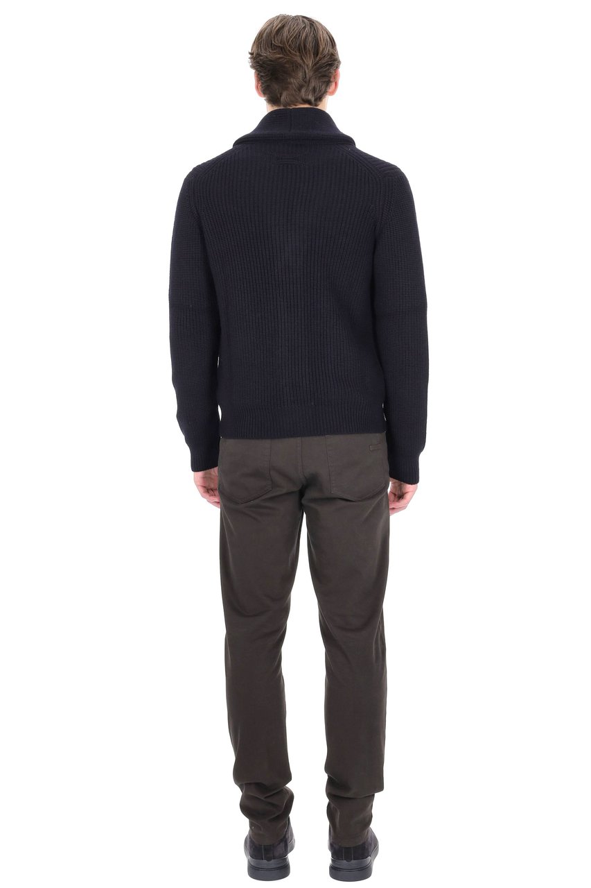 Drumohr Merino Wool Shawl-Collar Cardigan Zwart