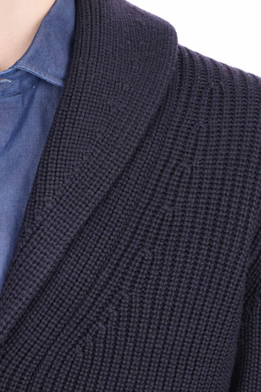 Drumohr Merino Wool Shawl-Collar Cardigan Zwart