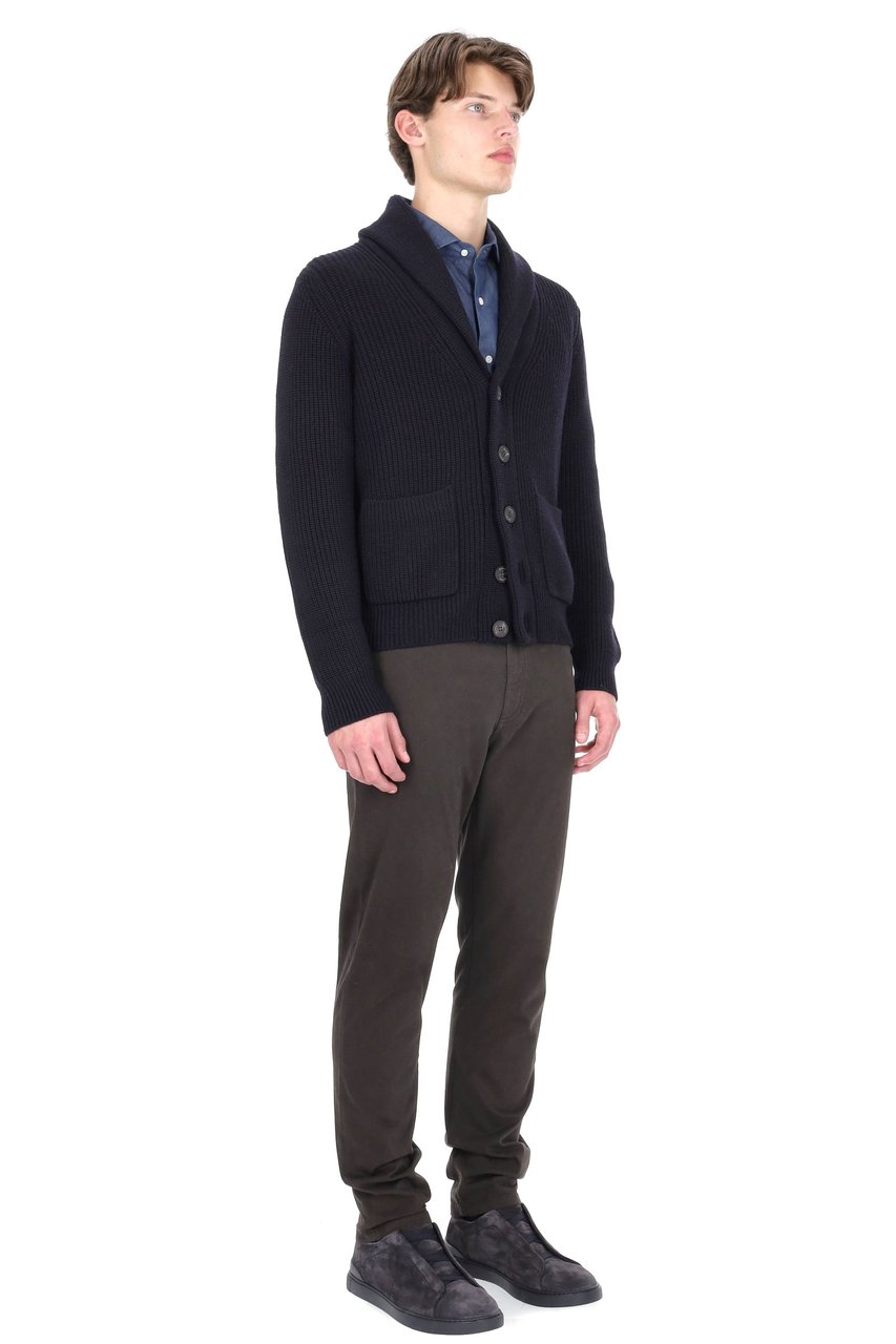 Drumohr Merino Wool Shawl-Collar Cardigan Zwart