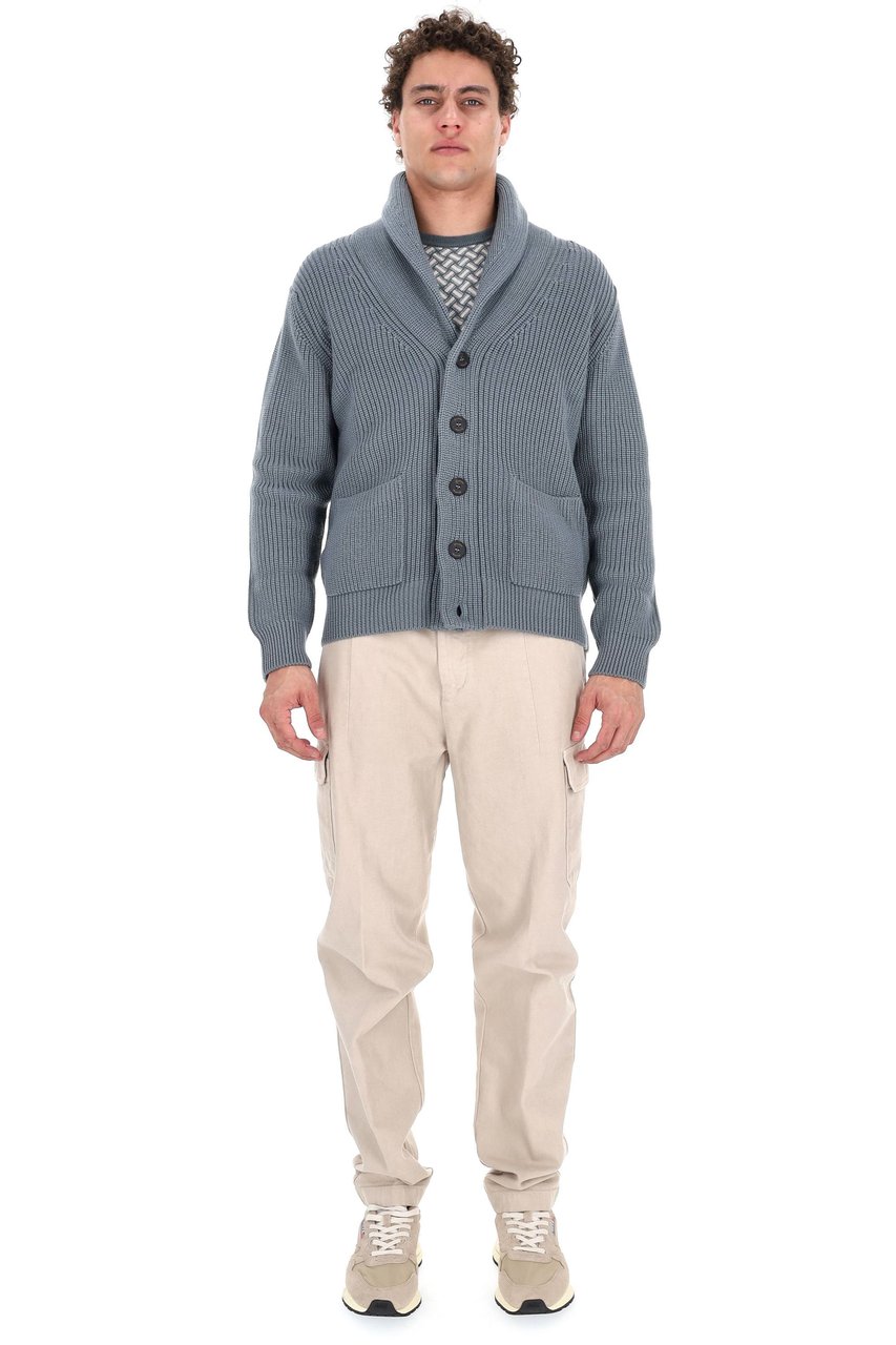 Drumohr Steve McQueen Shawl Collar Merino Wool Cardigan Grijs